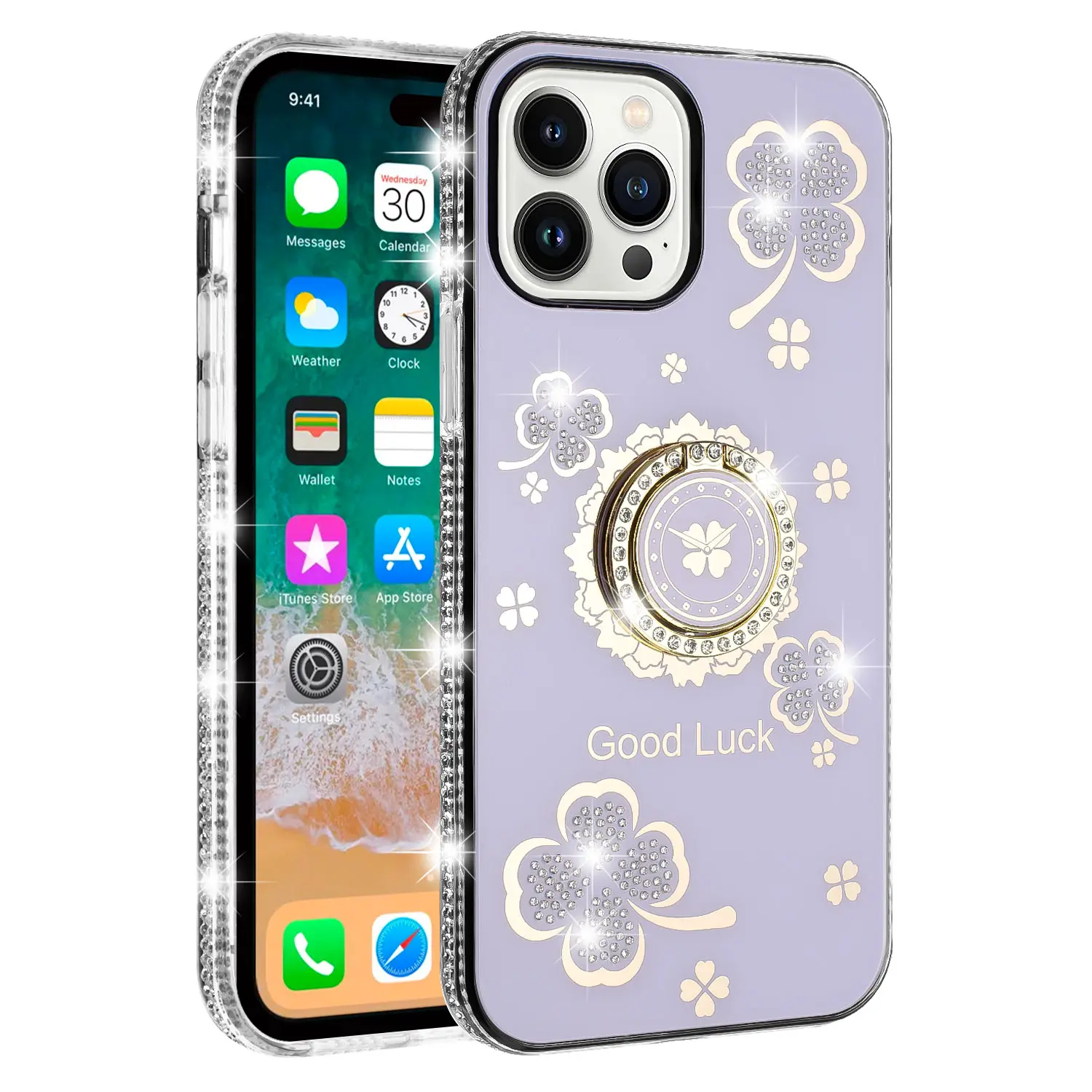 iPhone 15 Pro Max/iPhone 14 Pro Max Bling Diamond Lucky Case Purple