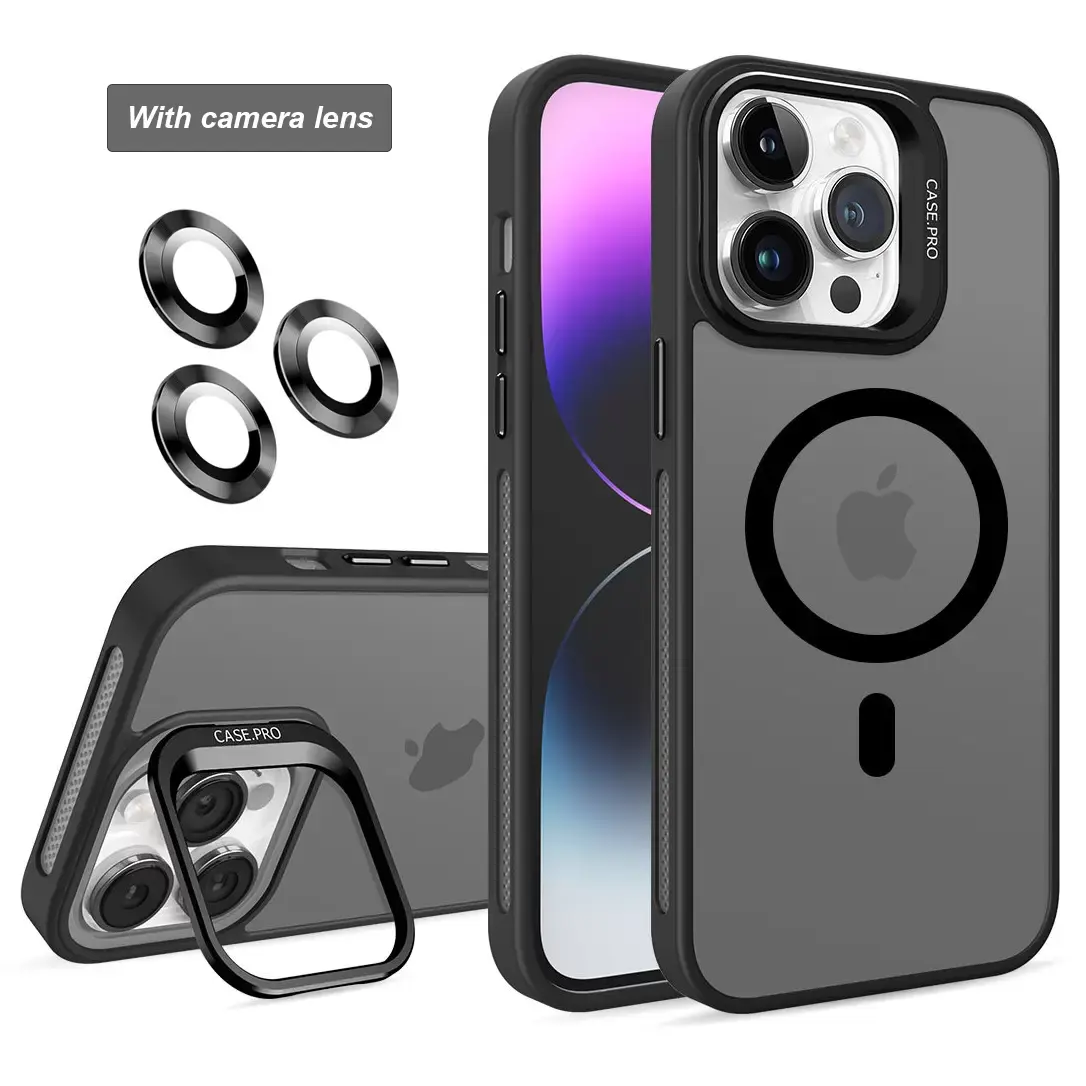 iPhone 17 Pro Max MagSafe Smoke Camera Stand Case Black