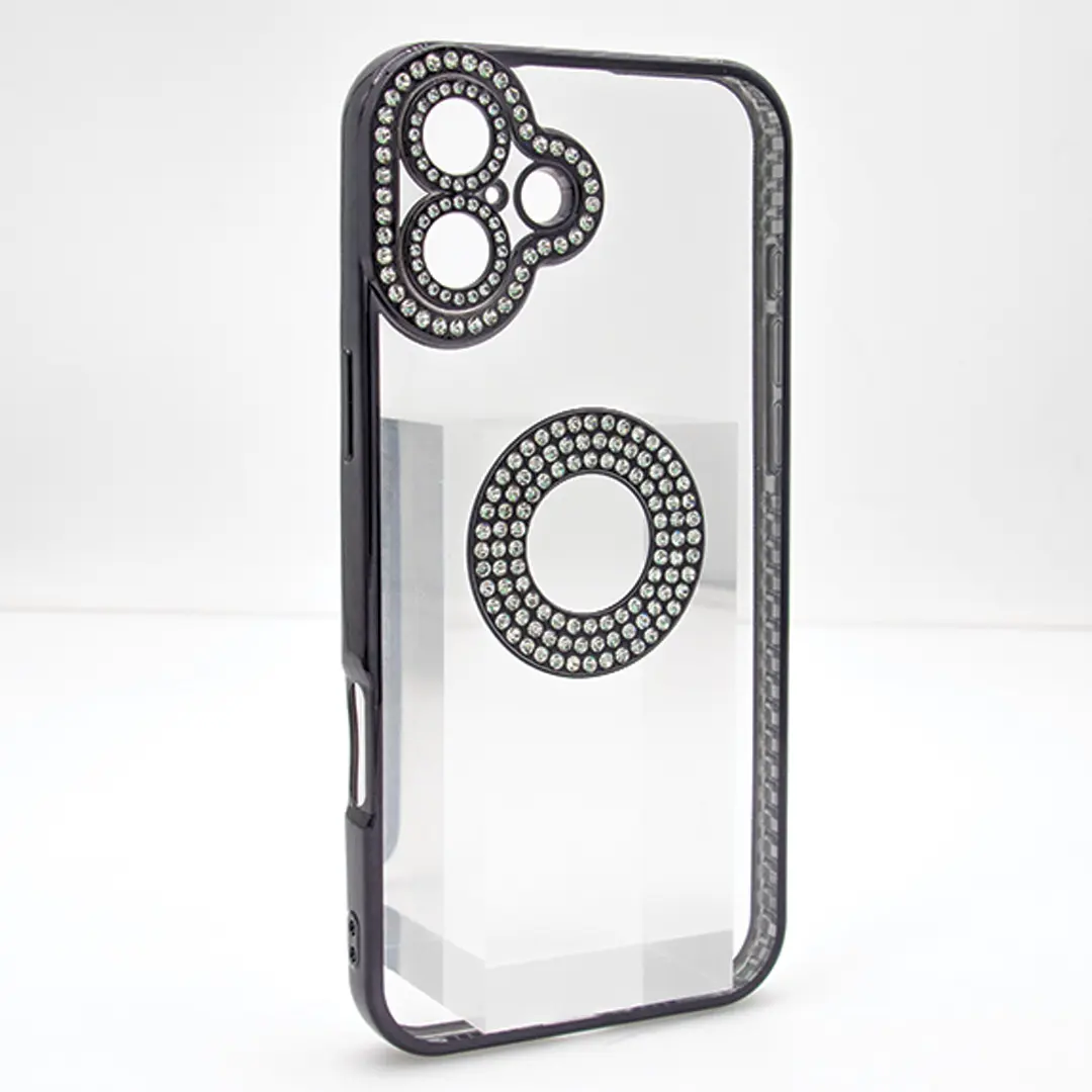 iPhone 16 Clear Case Diamond with Camera Protection Black