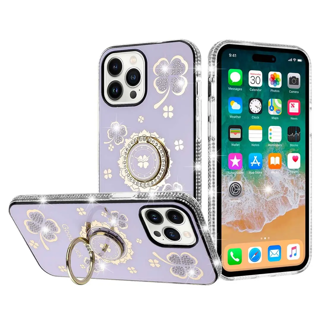 iPhone 15 Plus/iPhone 14 Plus Bling Diamond Lucky Case Purple