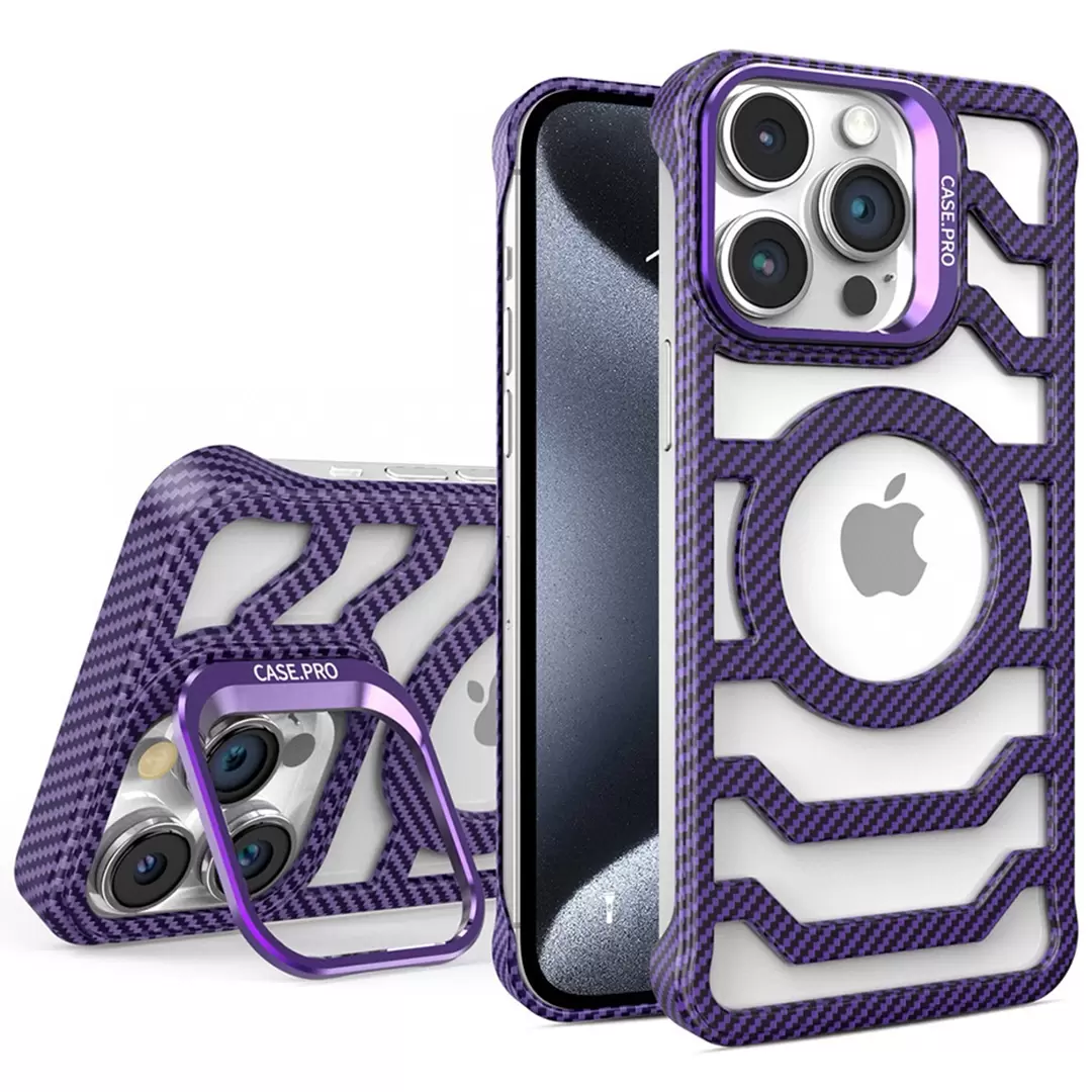 iPhone 15 Plus/iPhone 14 Plus Magsafe Hollow Case with Camera Stand Dark Purple