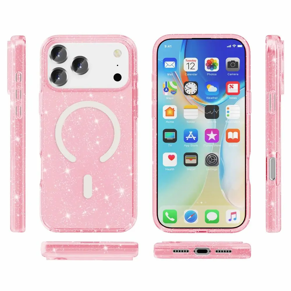 iPhone 18 Pro/iPhone 17 Pro Fleck Glitter Magsafe Case Pink (moq:25)