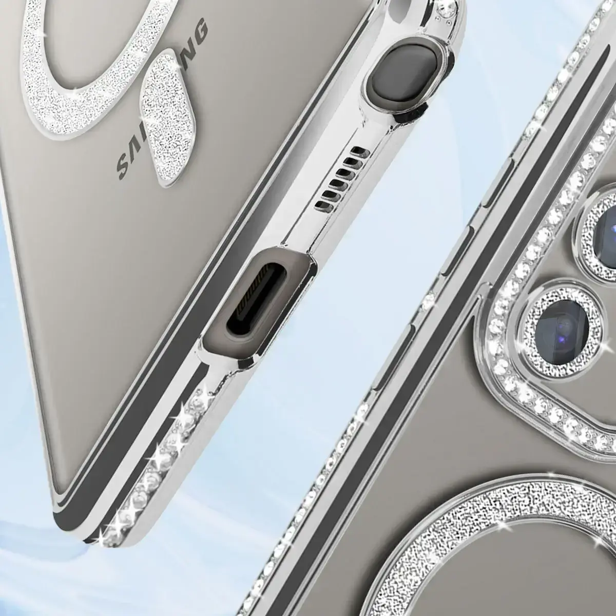 iPhone 17 Air Magsafe Clear Case Diamond with Camera Protection Silver