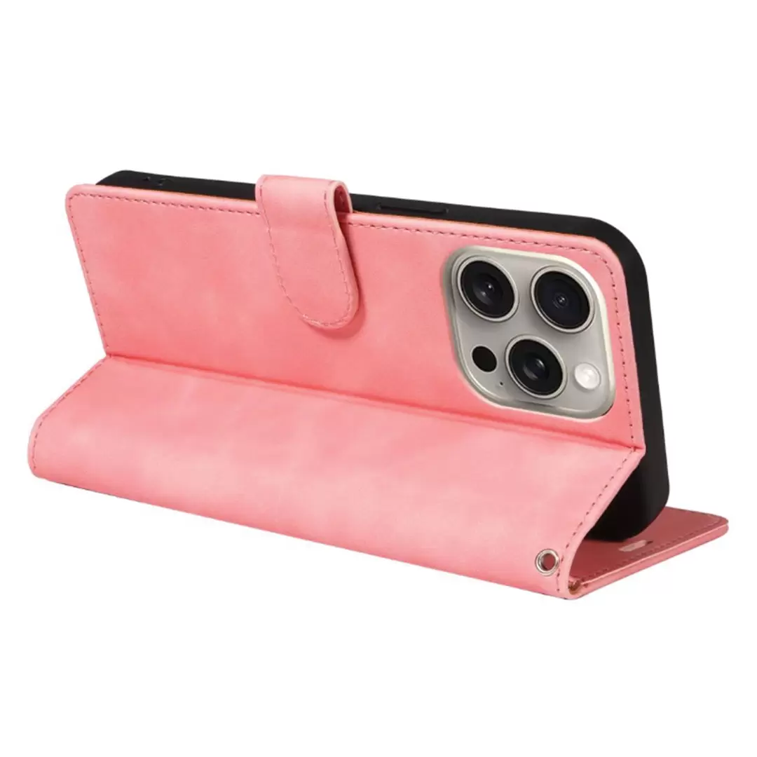 iPhone 16 Pro Max PU Leather Wallet Case Pink