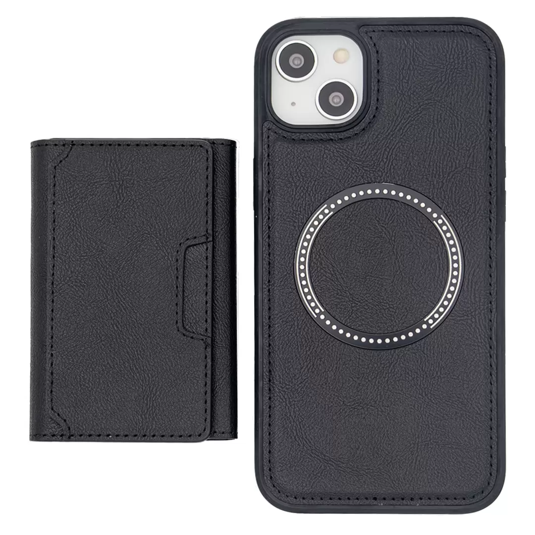 iPhone 15/iPhone 14/iPhone 13 Modern Card Holder Case Magsafe Detachable Black