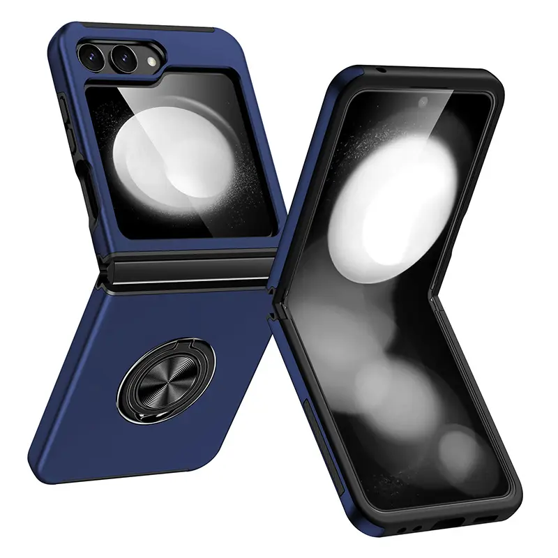 Samsung Galaxy Z Flip 7 Magnetic Ring Stand Hybrid Case Blue