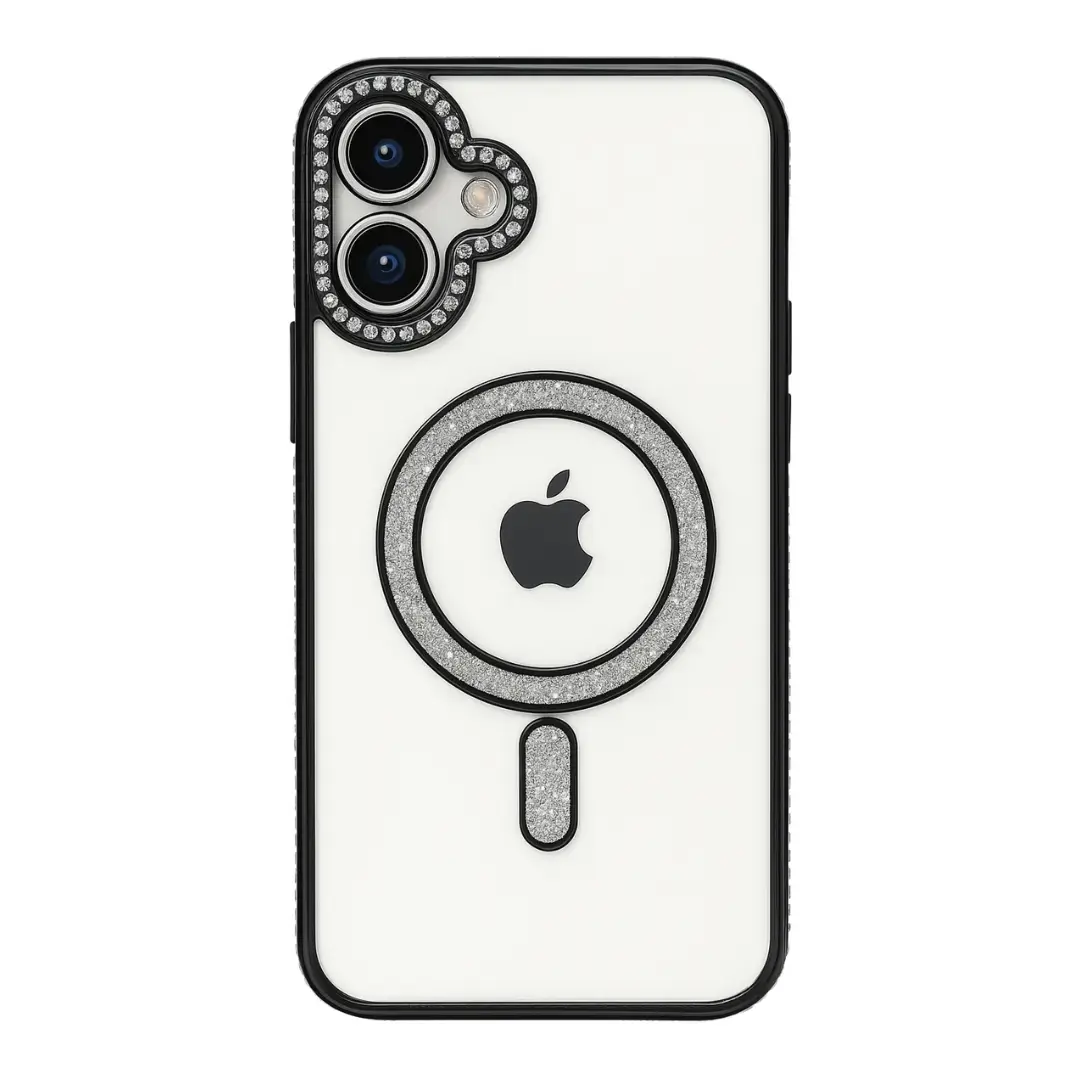iPhone 15 Pro Max/iPhone 14 Pro Max Clear Case Diamond with Camera Protection Black
