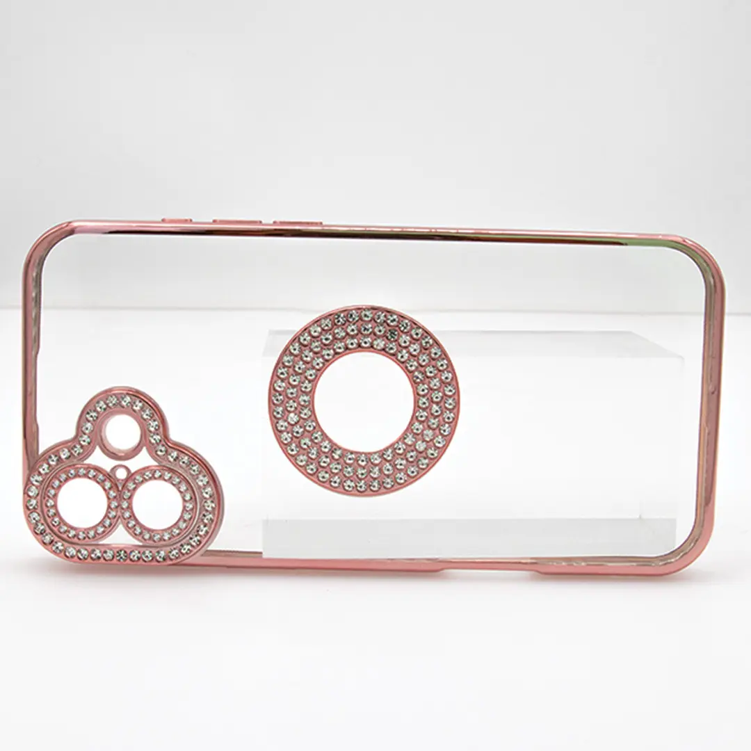 iPhone 16 Clear Case Diamond with Camera Protection Rose Gold