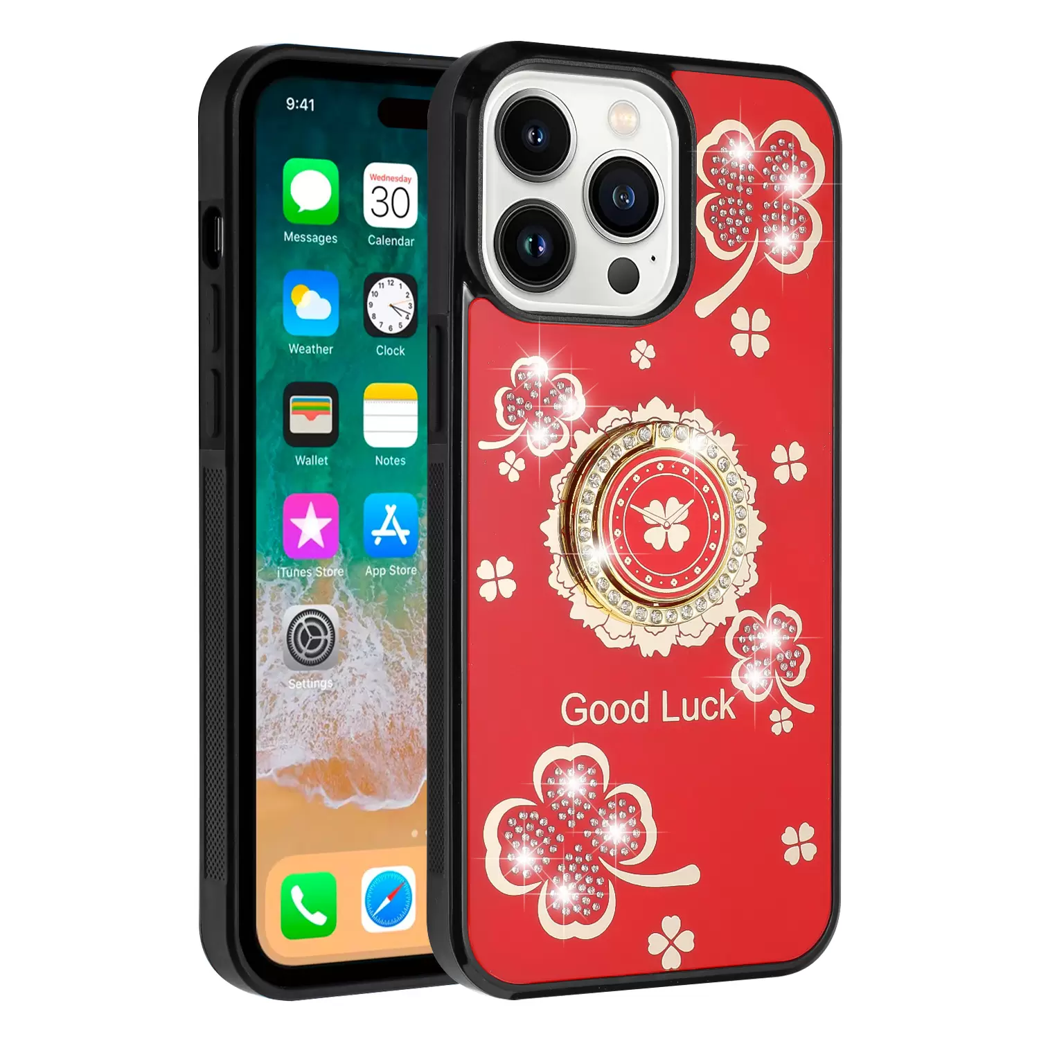 iPhone 15 Pro Max/iPhone 14 Pro Max Bling Diamond Lucky Case Red