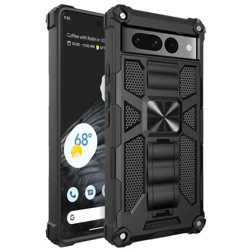 Google Pixel 9 XL Vertical Kickstand Black TPU Corner Edges Case