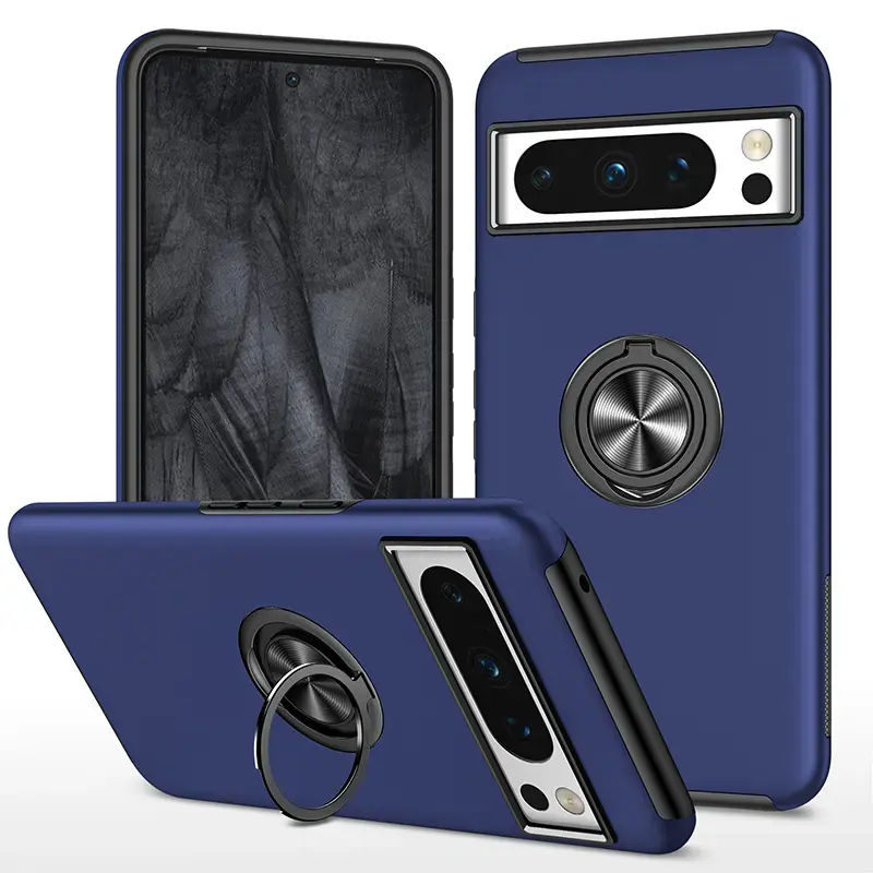 Google Pixel 10 Magnetic Ring Stand Hybrid Case Blue