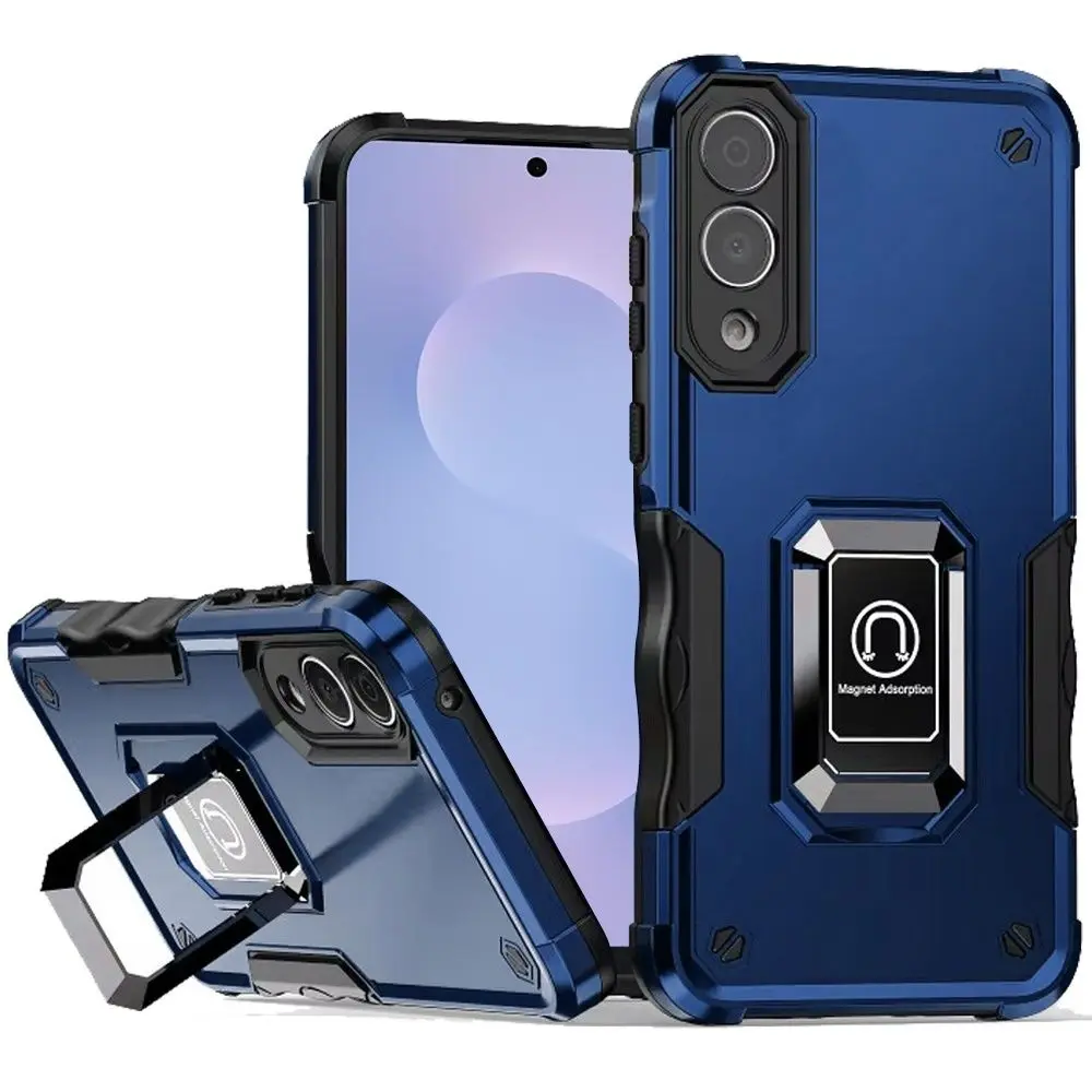 Samsung Galaxy S25 Edge Strong Tough Metallic Design Hybrid Premium Kickstand Case Blue