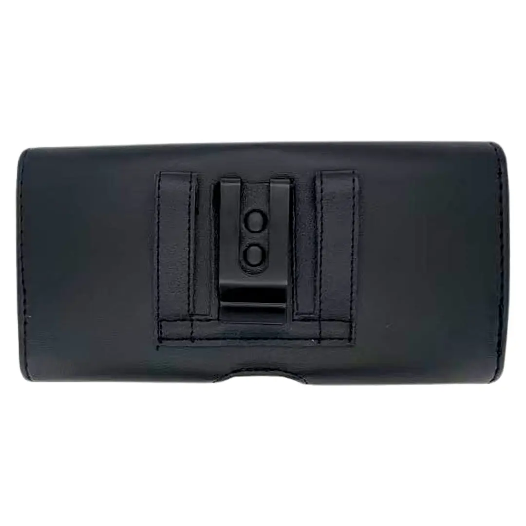 Horizontal Leather Card Holder Pouch Black 7.0 inch