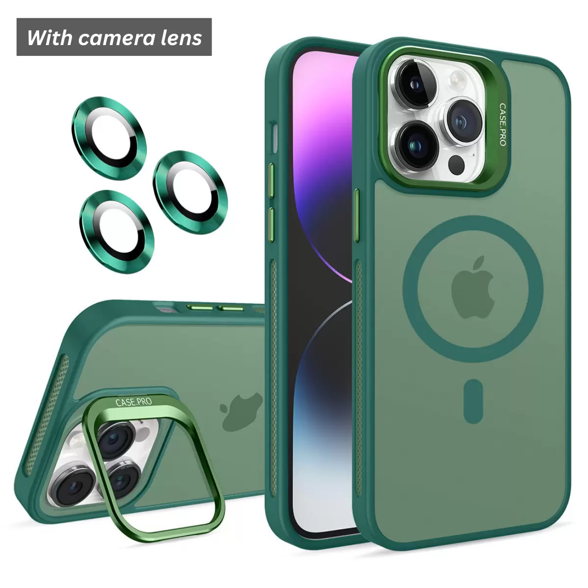 iPhone 16 Plus MagSafe Smoke Camera Stand Green