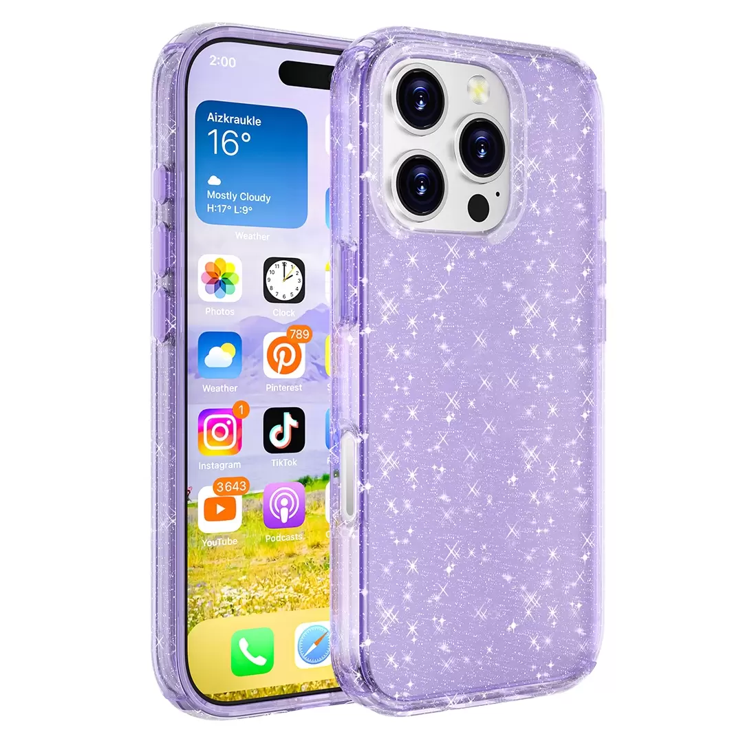 iPhone 15 Pro Max Fleck Glitter Case Purple