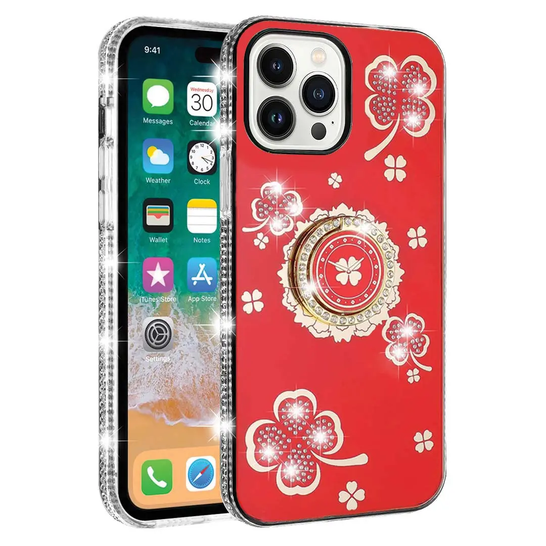 iPhone 13 Pro Max Bling Diamond Lucky Case Red