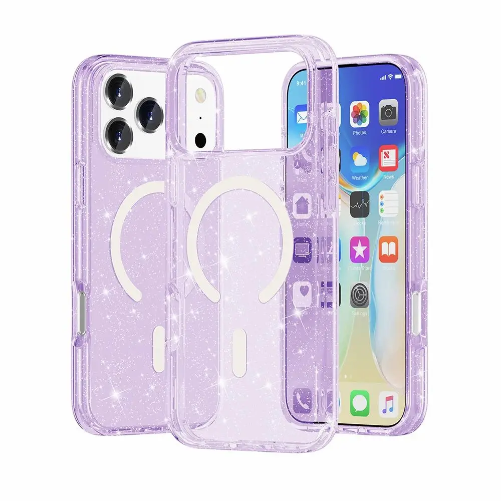 iPhone 18 Pro Max/iPhone 17 Pro Max Fleck Glitter Magsafe Case Purple (moq:25)