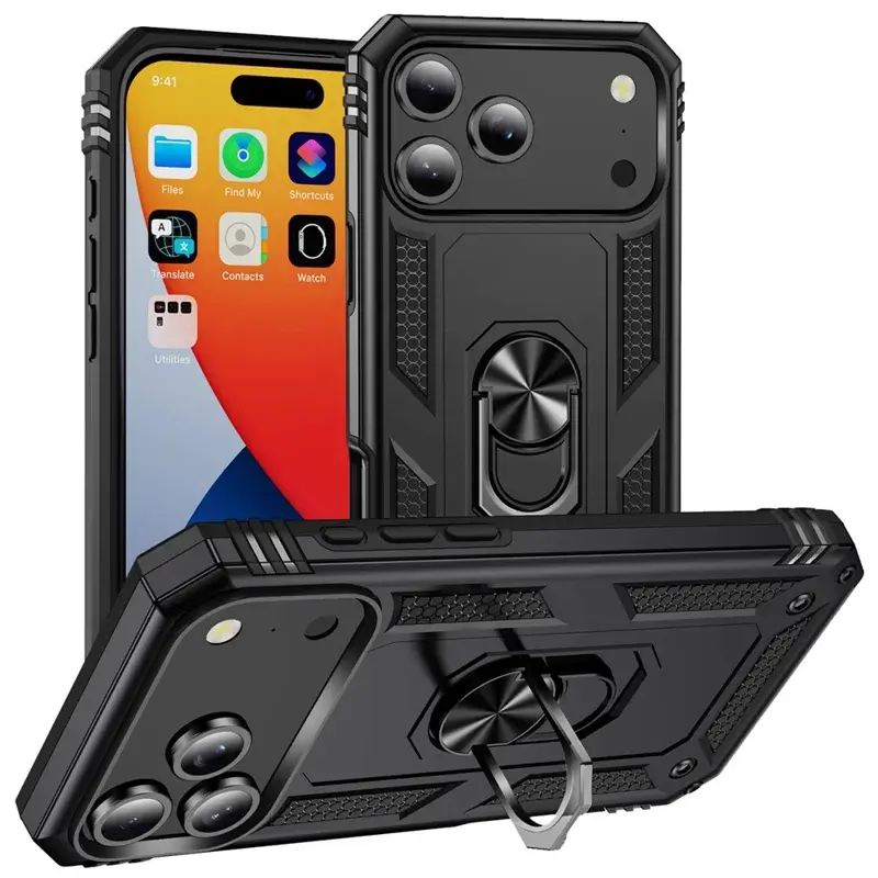 iPhone 17 Pro 2in1 Ring Stand Case Black
