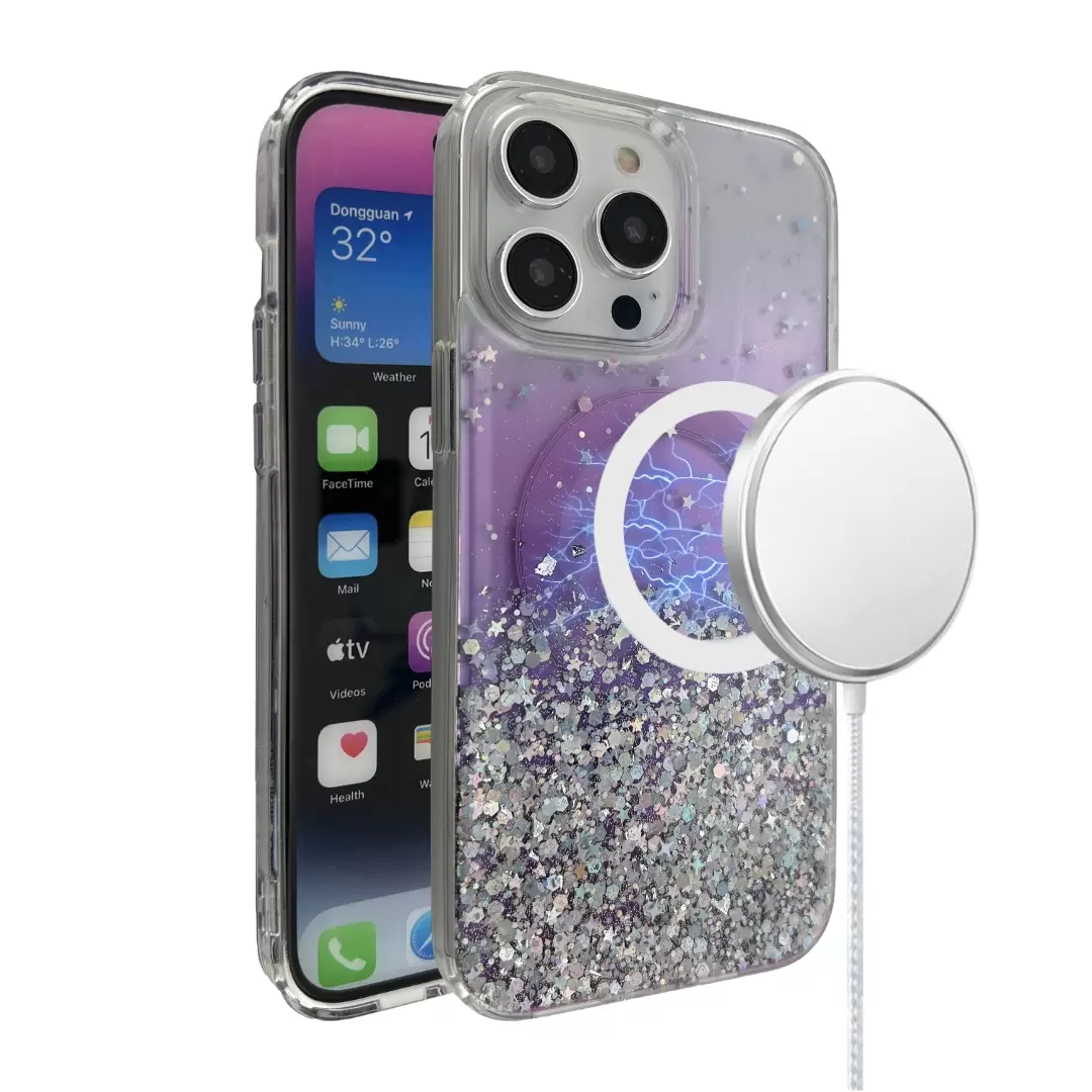 iPhone 14 Pro/iPhone 15 Pro Bling MagSafe Twotone Eco Purple