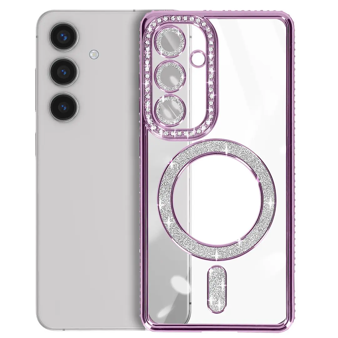 Samsung Galaxy S25/S24 Magsafe Clear Case Diamond with Camera Protection Purple