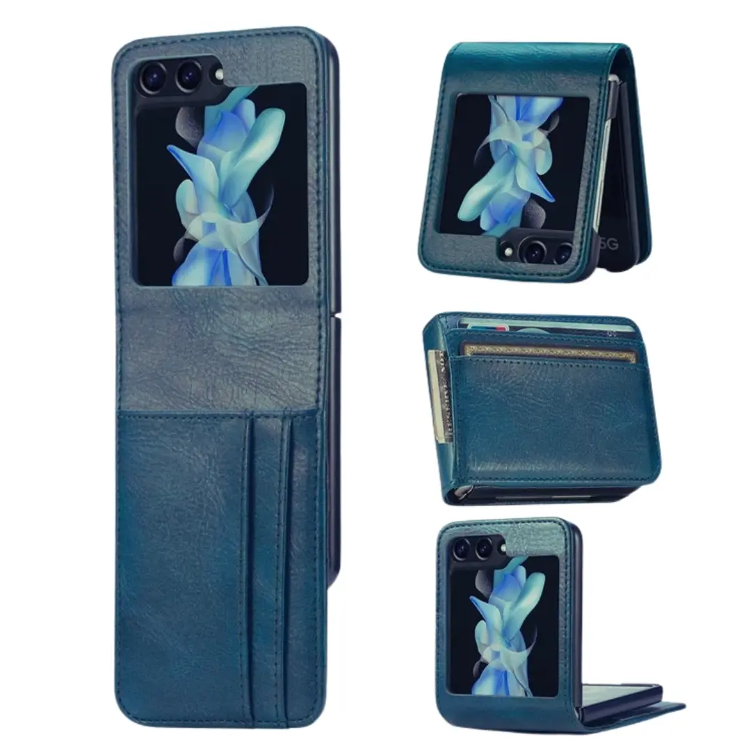 Samsung Galaxy Z Flip 7 PU Leather Wallet Case Blue