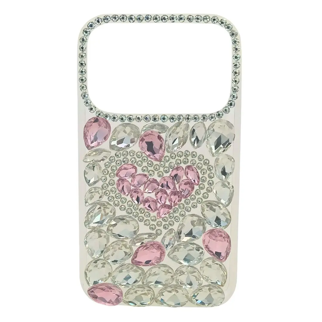 iPhone 17 Pro Dream Crystal Love Full Diamond with Ornaments TPU Case Pink