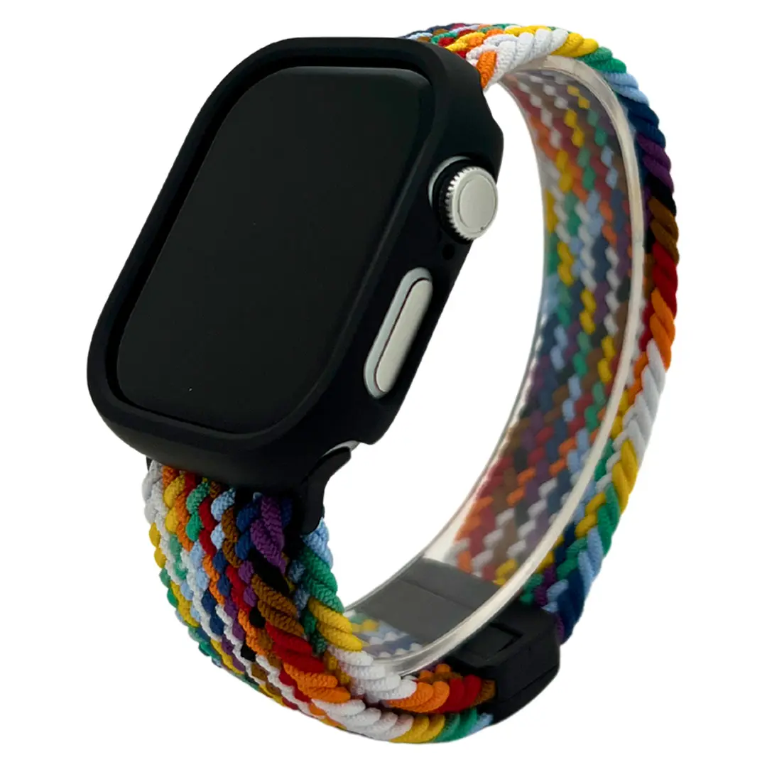 Apple Watch Band Weaving Rainbow Colors Black 38/40/41