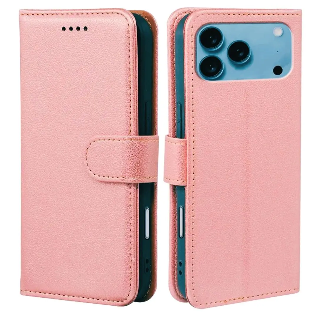 iPhone 17 Pro PU Leather Wallet Case Pink