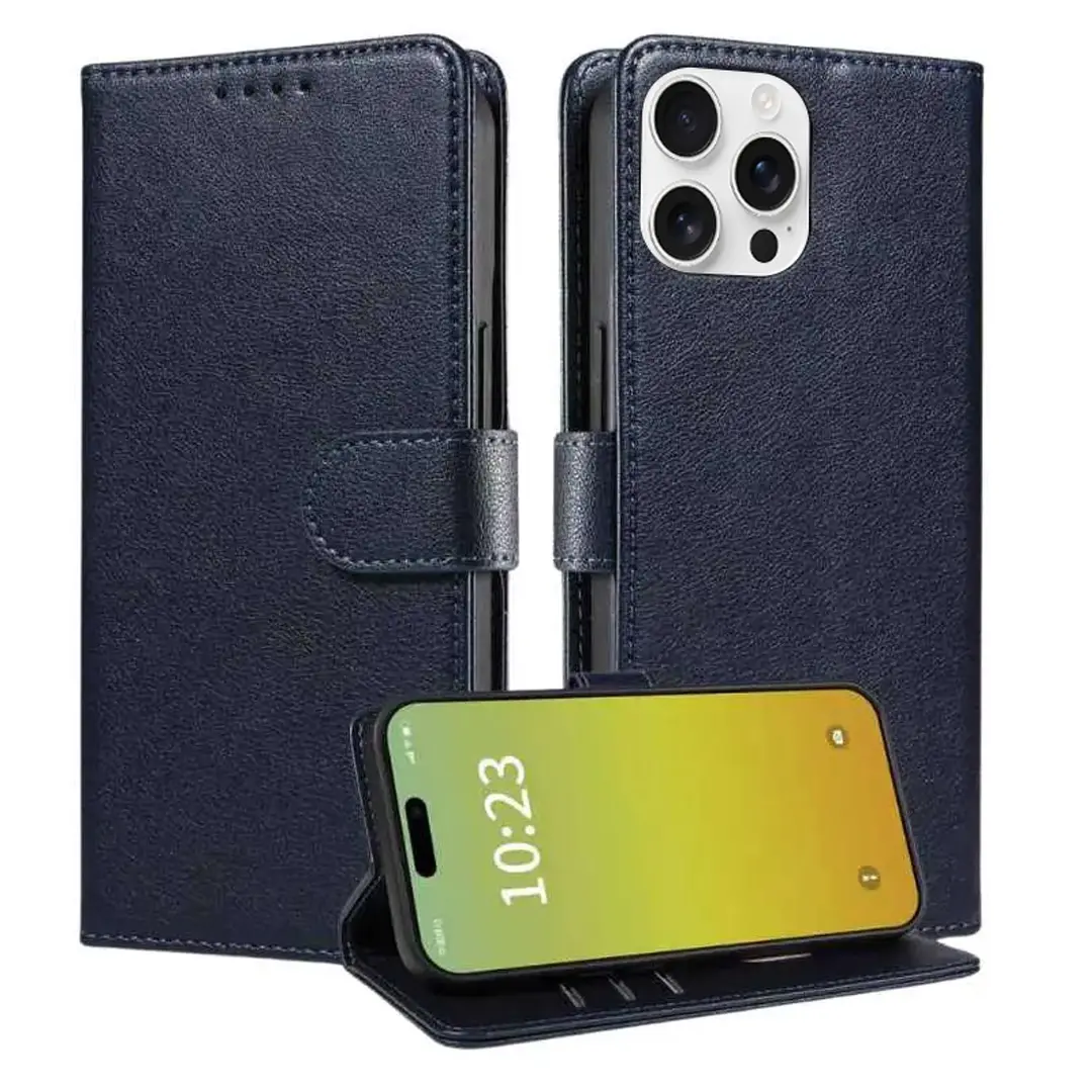 iPhone 15 Pro Max/iPhone 14 Pro Max PU Leather Wallet Case Blue