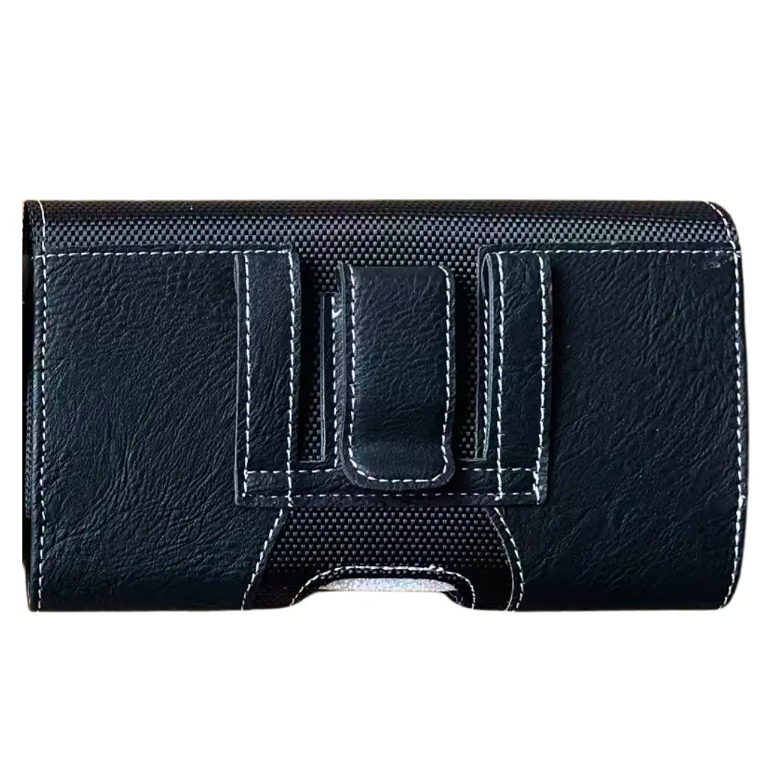 Horizontal Lychee leather Card Holder Pouch Black 6.3 inch