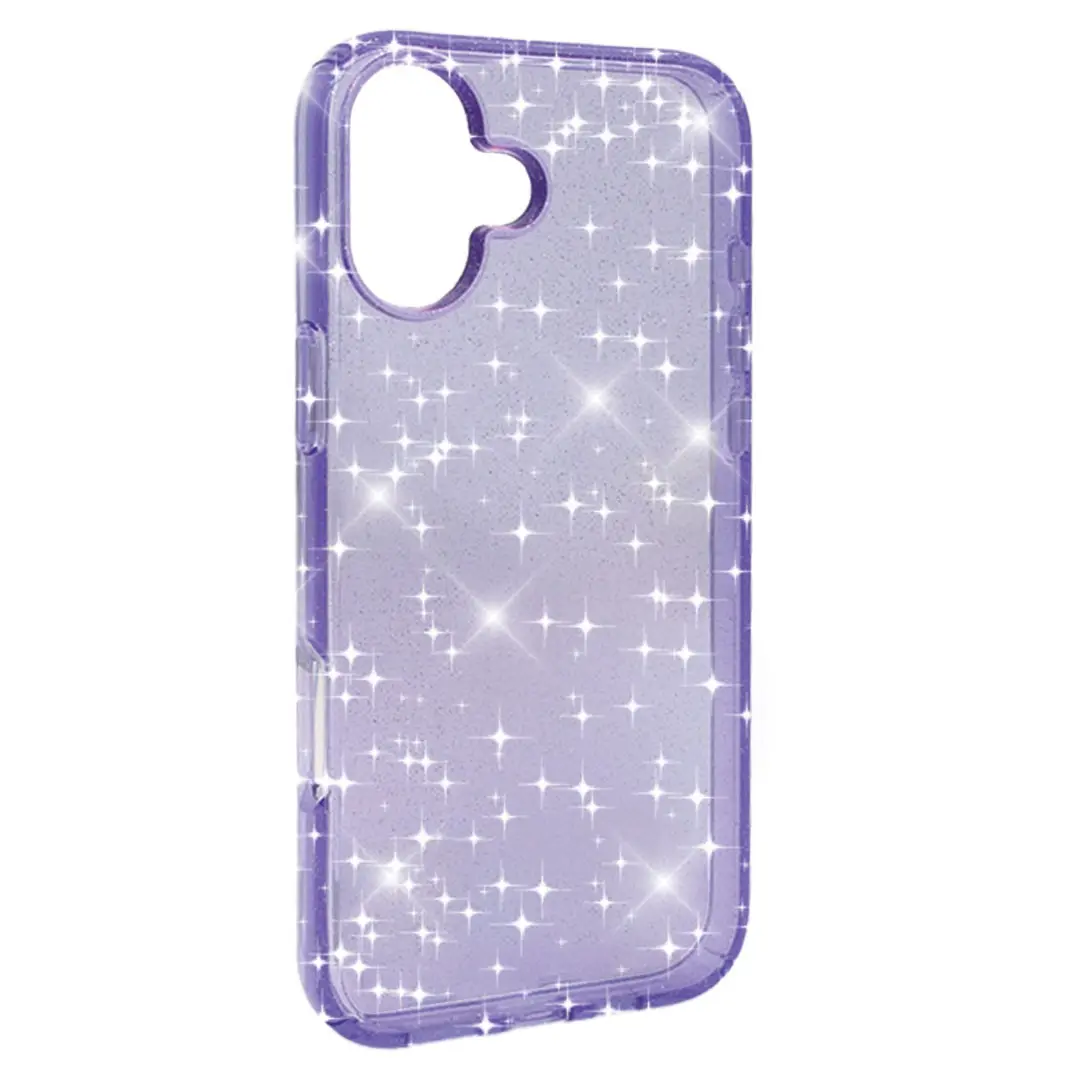 iPhone 16 Fleck Glitter Case Clear Purple