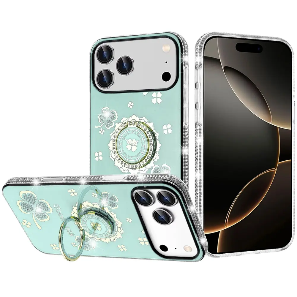 iPhone 17 Pro Max Bling Diamond Lucky Case Green