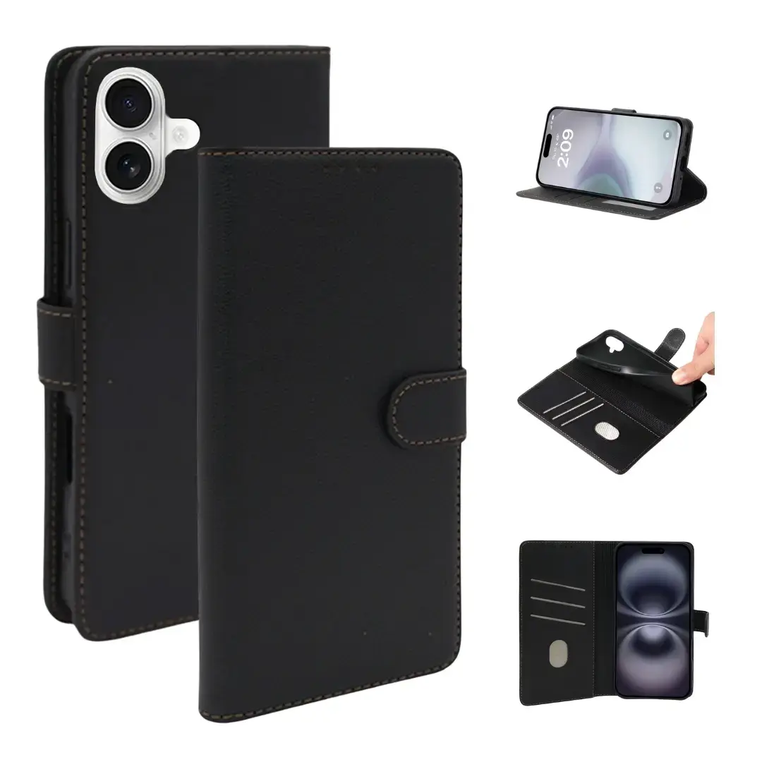 iPhone 17 PU Leather Wallet Case Black