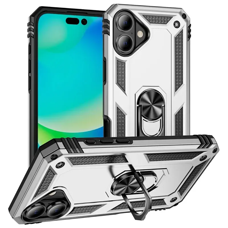 iPhone 17 2in1 Ring Stand Case Silver