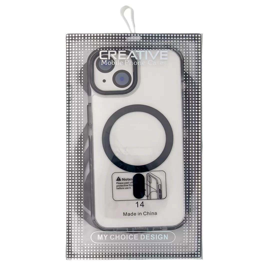 iPhone 14/iPhone 13 Magsafe Clear Two Tone Case with Lanyard Black