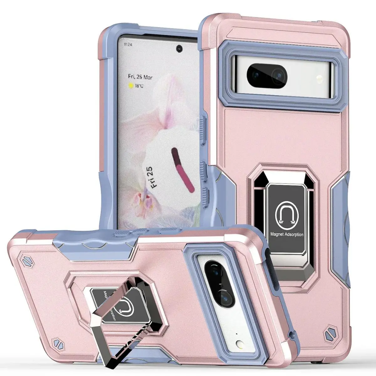 Motorola Razr 2025/2024 Strong Tough Metallic Design Hybrid Premium Kickstand Case Pink