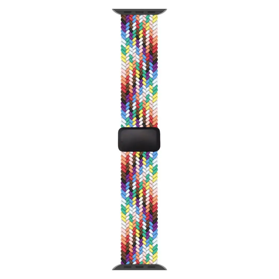 Apple Watch Band Weaving Rainbow Colors White 38/40/41