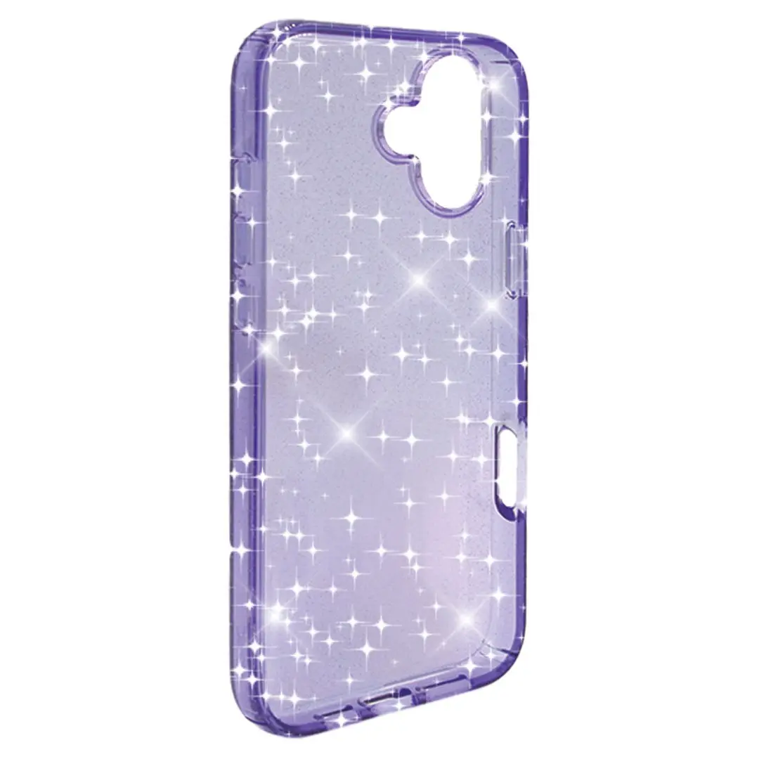 iPhone 16 Plus Fleck Glitter Case Clear Purple