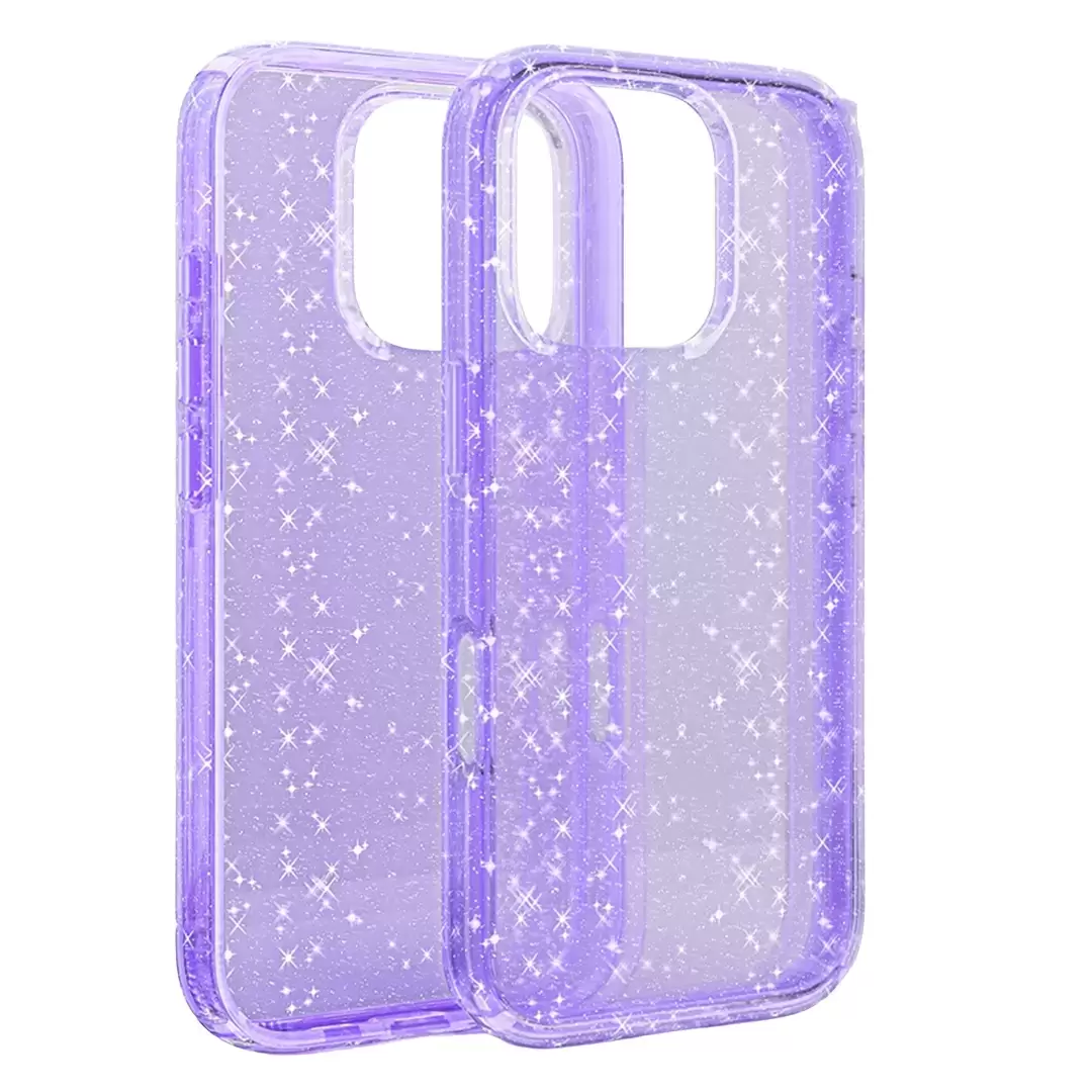 iPhone 16 Pro Fleck Glitter Case Clear Purple