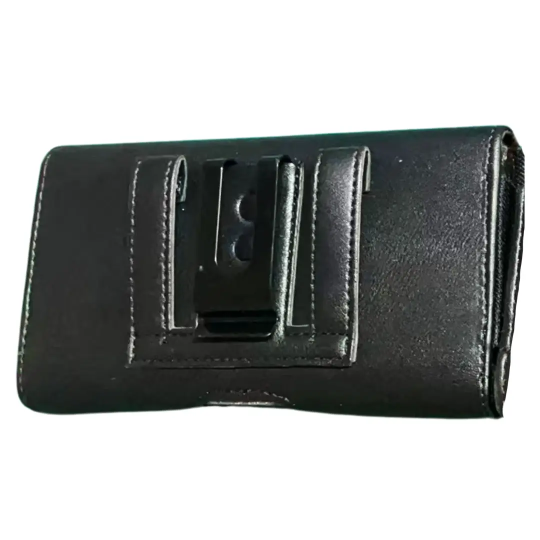 Horizontal Leather Card Holder Pouch Black 7.0 inch