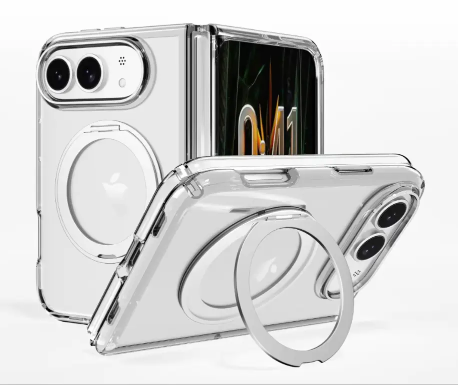 iPhone 18 Ultra Fleck Case MagSafe Crystal Clear 360 kickstand (moq:30)
