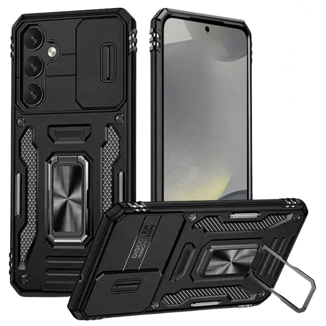 Samsung Galaxy S26 Metal Ring Movable Camera Window Case Black