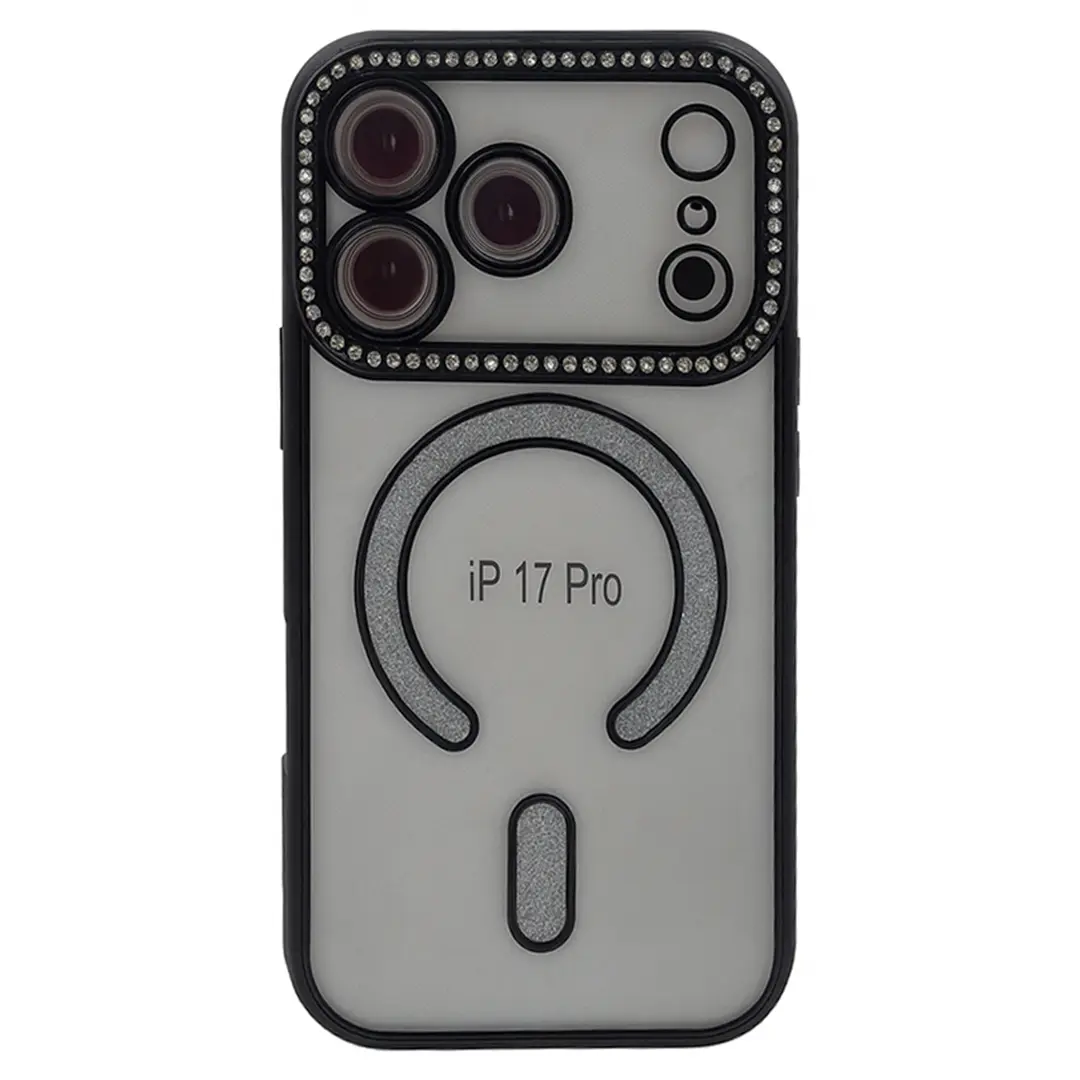 iPhone 17 Pro Magsafe Clear Case Diamond with Camera Protection Black