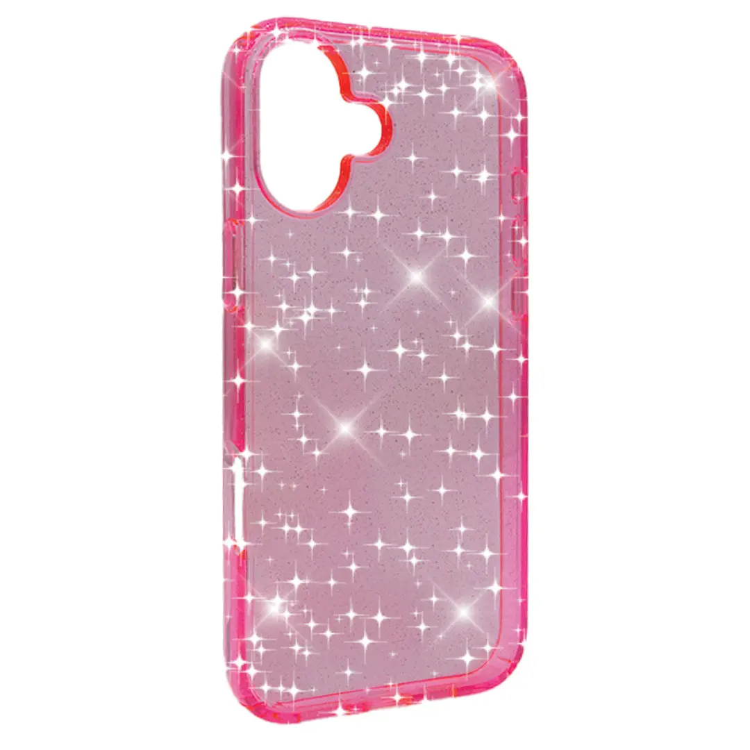 iPhone 16 Fleck Glitter Case Clear Pink