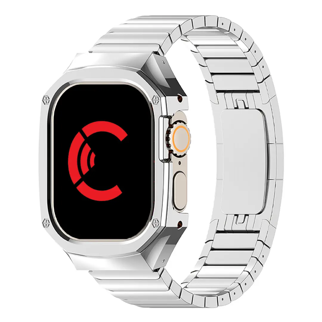 Apple Watch Integrated 49mm One Plant Frame Stainless Steel Strap Silver