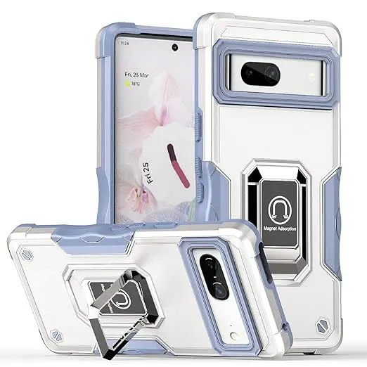 Google Pixel 10 Strong Tough Metallic Design Hybrid Premium Kickstand Case Silver