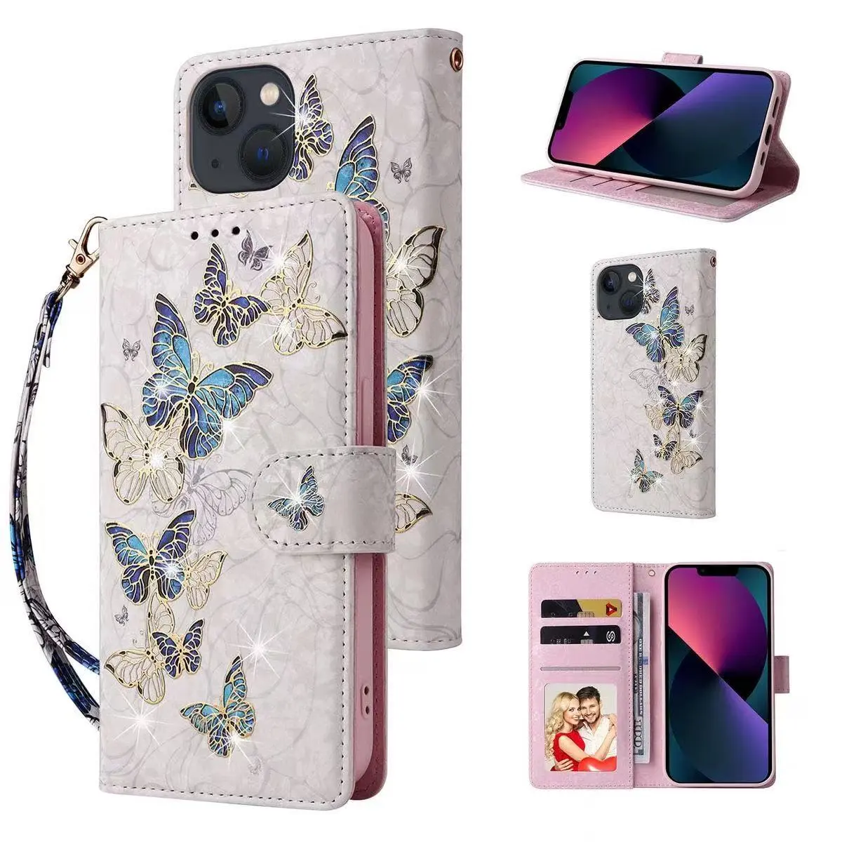iPhone 17 Air Premio Wallet Case Butterfly Sparkle