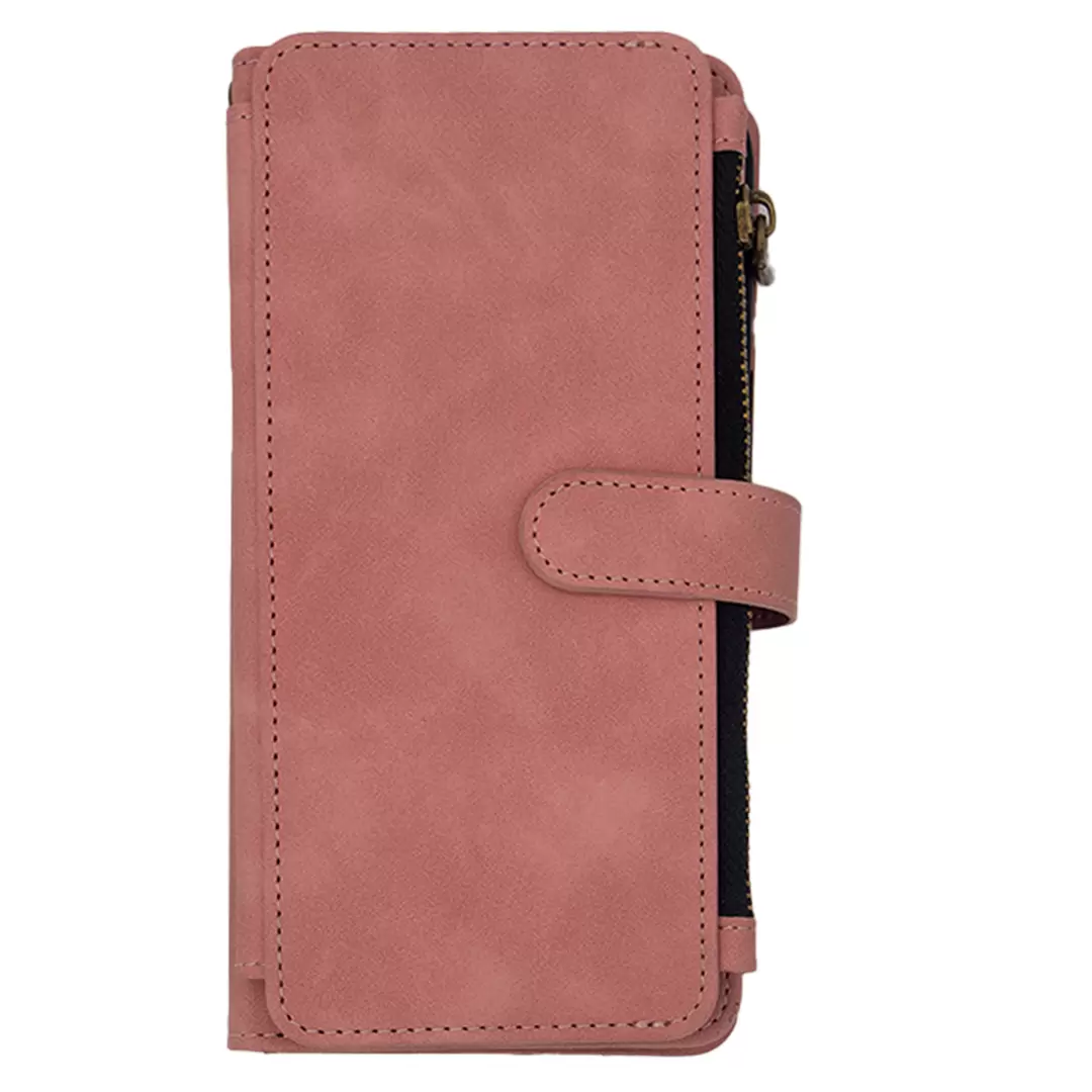 iPhone 15/iPhone 14/iPhone 13 Premio Wallet Luxury with Zipper Case Rose Gold