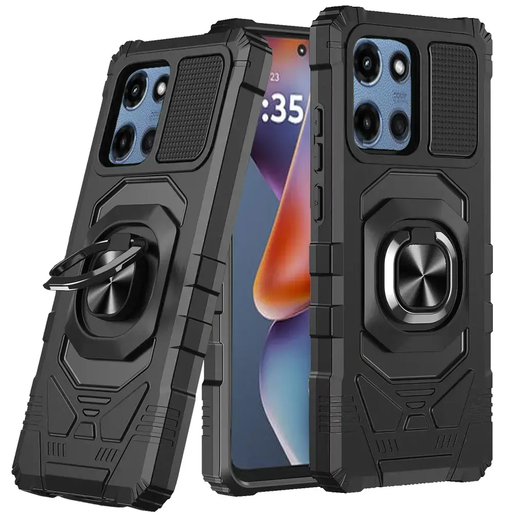 Motorola Moto G 5G 2025 Anti-Fall Armor Ring Bracket Case Black