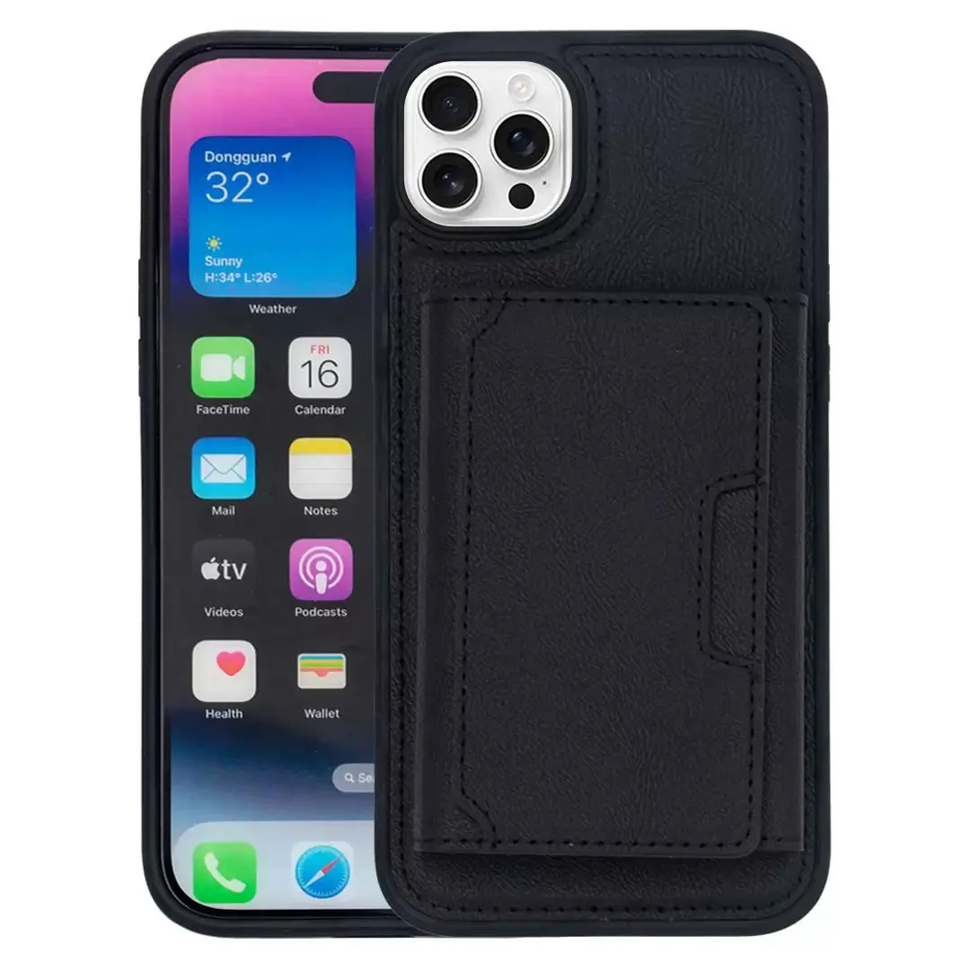 iPhone 16 Pro Max Modern Card Holder Case Magsafe Detachable Black